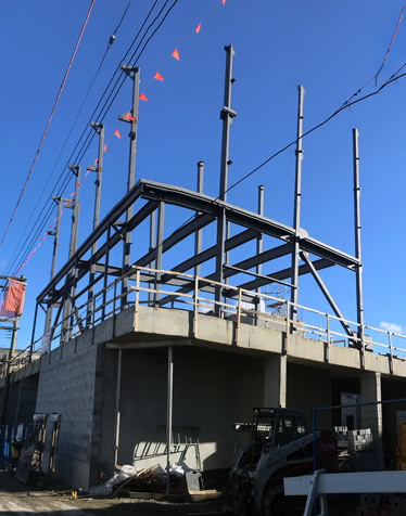 Structural steel install to level 4 on NW corner, November 2018