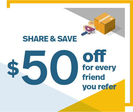 $50 off monthly storage rental referral program